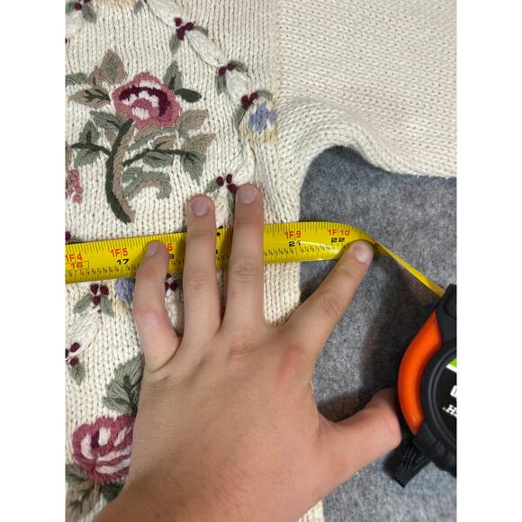 Vintage 90s Paul Harris Floral Sweater Womens S Knit Fair Isle Cozy Cottagecore - Picture 4 of 5